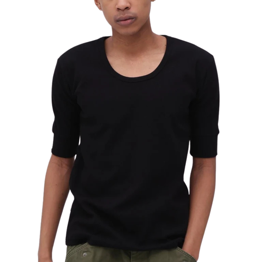 AVIREX DAILY HALF SLEEVE U-NECK T-SHIRT "BLACK" 7834934024-010