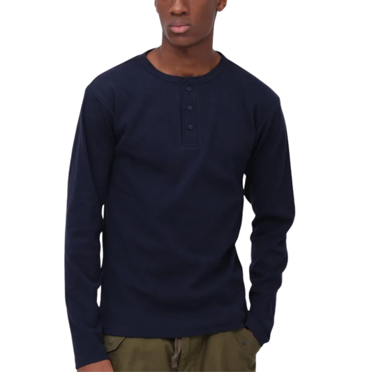 AVIREX RIB L/S HENLEY NECK T-SHIRT "ROYAL" 7834930020-440