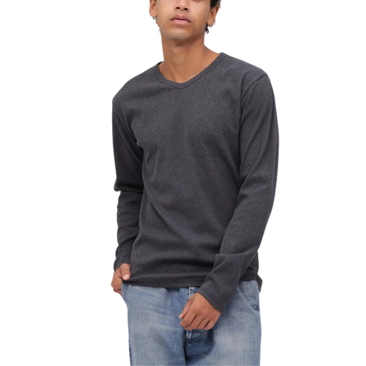 AVIREX DAILY RIB L/S V-NECK T-SHIRT "CHARCOAL" 7834930018-410
