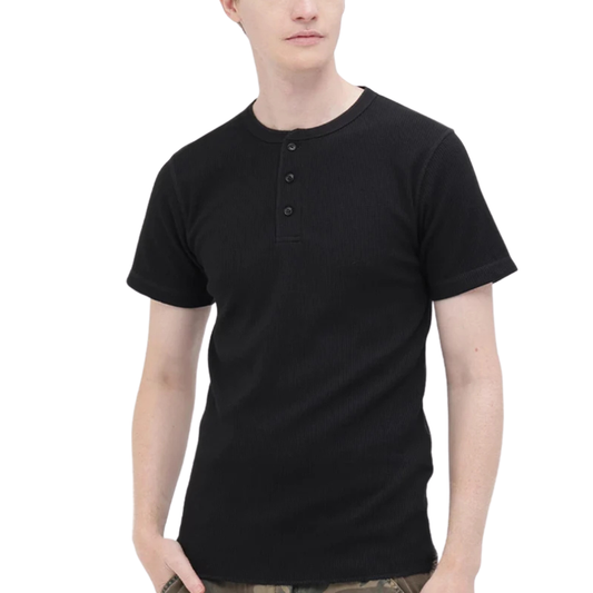 AVIREX DAILY THERMAL HENLEY NECK T-SHIRT "BLACK" 7836934018-010