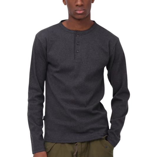 AVIREX RIB L/S HENLEY NECK T-SHIRT "CHARCOAL" 7834930020-410