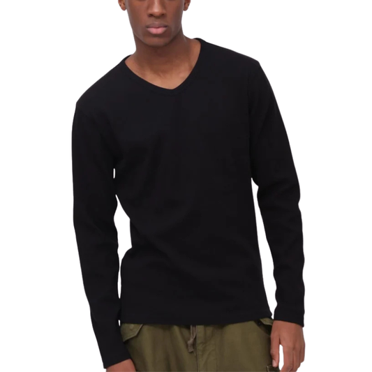 AVIREX DAILY MINI WAFFLE V NECK T-SHIRT "BLACK" 7834930023-010