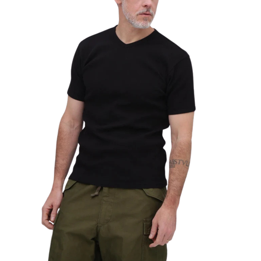 AVIREX DAILY MINI WAFFLE V-NECK S/S T-SHIRT "BLACK" 7835934008-010