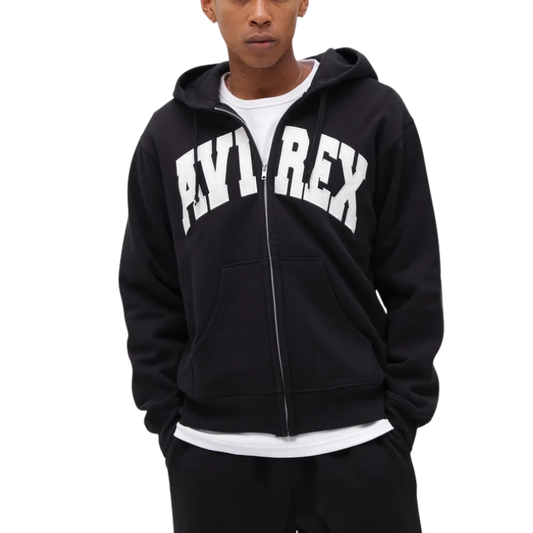 AVIREX DAILY ZIP UP SWEAT PARKA LOGO "BLACK"7833931007-010