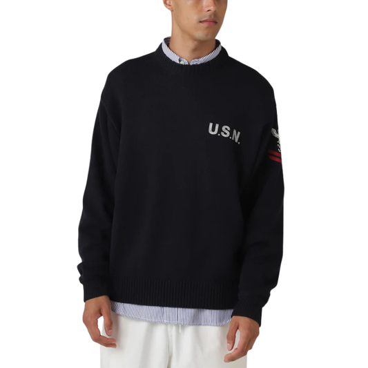 AVIREX NAVAL CREWNECK KNIT "NAVY" 7833932006-120