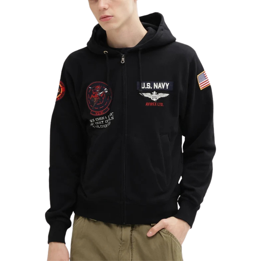 AVIREX LONG SLEEVE ZIP PARKA DUST DEVILS "BLACK"7836931002-010