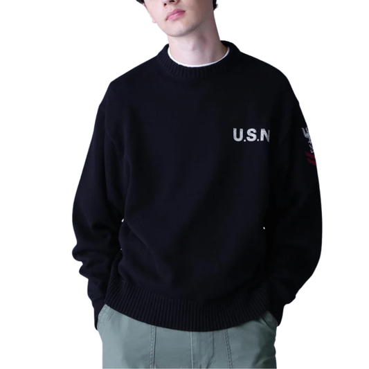 AVIREX NAVAL CREWNECK KNIT "BLACK" 7833932006-010