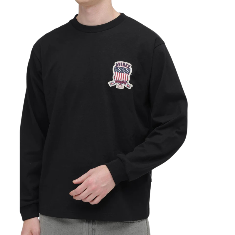 AVIREX SIGNATURE VARSITY LOGO LONGSLEEVE T-SHIRT "BLACK"  7836930006-010