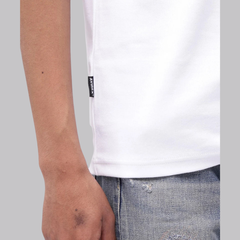 AVIREX DAILY HALF SLEEVE U-NECK T-SHIRT  "WHITE" 7834934024-030