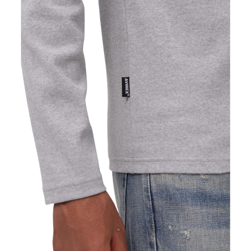 AVIREX RIB L/S HENLEY NECK T-SHIRT "GRAY"  7834930020-020