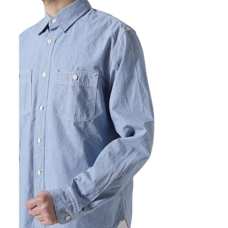 AVIREX DAILY BASIC CHAMBRAY LONG SLEEVE SHIRT  "BLUE" 7833920003-110