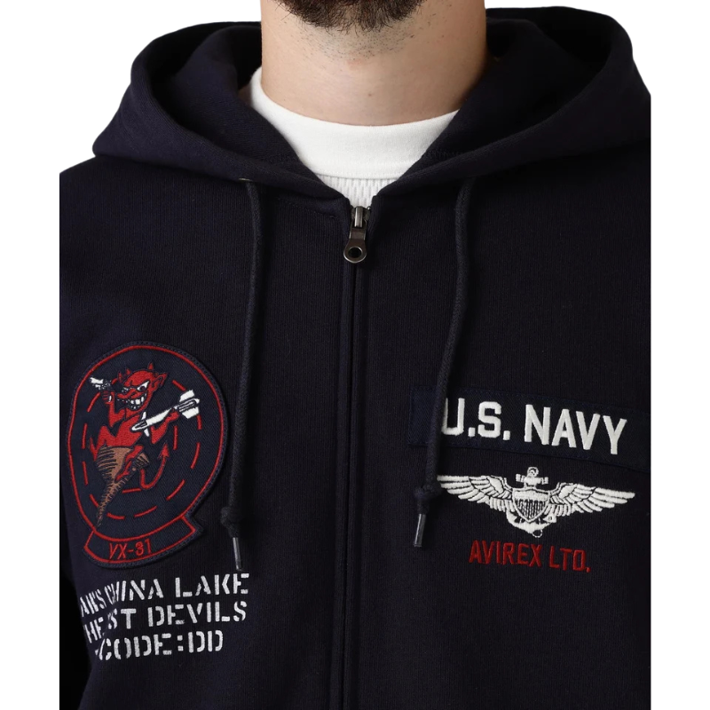 AVIREX LONG SLEEVE ZIP PARKA DUST DEVILS  "NAVY"7836931002-120