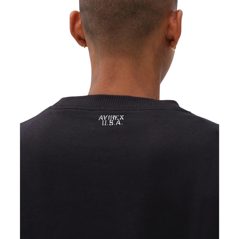 AVIREX DAILY CREW NECK L/S SWEAT LOGO  "BLACK" 7833932003-010