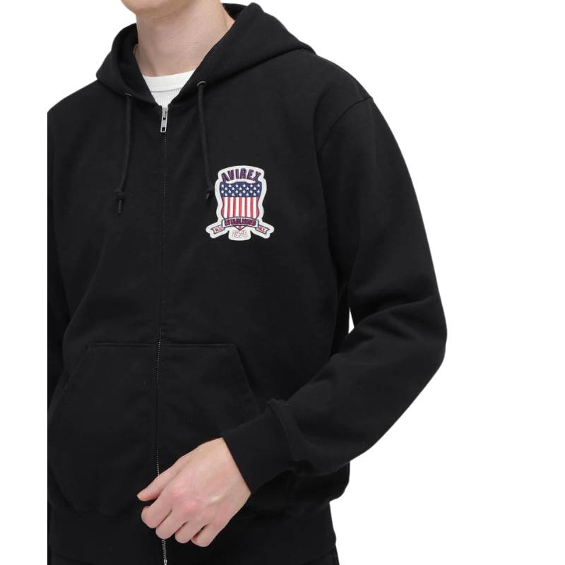 AVIREX Sweat Set Up SIGNATURE VARSITY ZIP UP PARKA × LOGO SWEAT PANTS "BLACK "