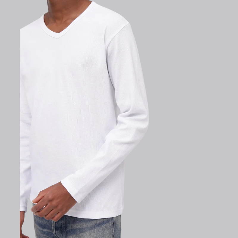AVIREX DAILY MINI WAFFLE V NECK T-SHIRT  "WHITE" 7834930023-030