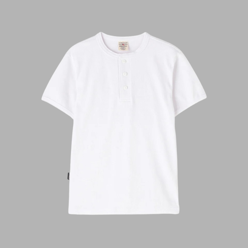 AVIREX DAILY RIB S/S HENLEY NECK T-SHIRT  "WHITE" 7835934007-030