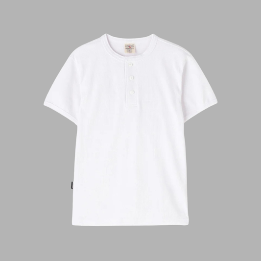 AVIREX DAILY RIB S/S HENLEY NECK T-SHIRT  "WHITE" 7835934007-030