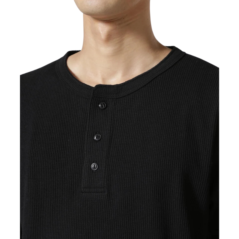 AVIREX DAILY THERMAL HENLEY NECK T-SHIRT  "BLACK" 7836934018-010
