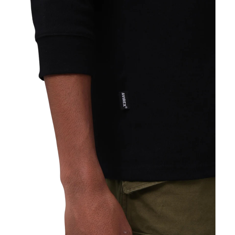 AVIREX DAILY 2/3 SLEEVE U-NECK T-SHIRT  "BLACK" 7835933001-010