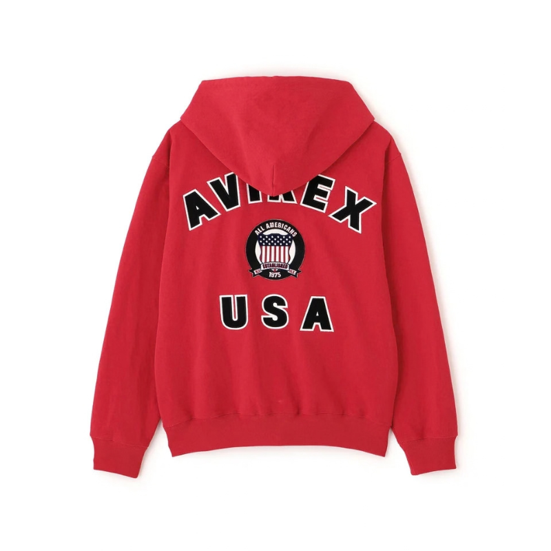 AVIREX SIGNATURE VARSITY ZIP UP PARKA "RED"  7836931001-100