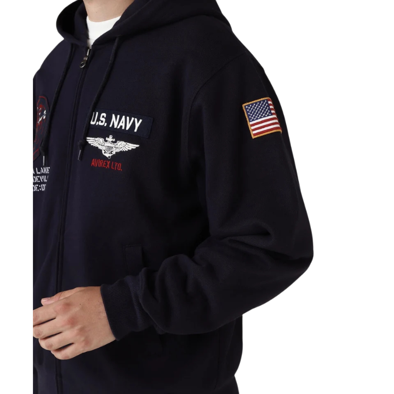 AVIREX LONG SLEEVE ZIP PARKA DUST DEVILS  "NAVY"7836931002-120