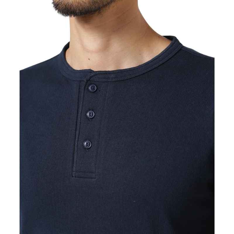 AVIREX RIB L/S HENLEY NECK T-SHIRT "ROYAL"  7834930020-440