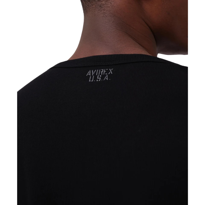 AVIREX DAILY 2/3 SLEEVE U-NECK T-SHIRT  "BLACK" 7835933001-010