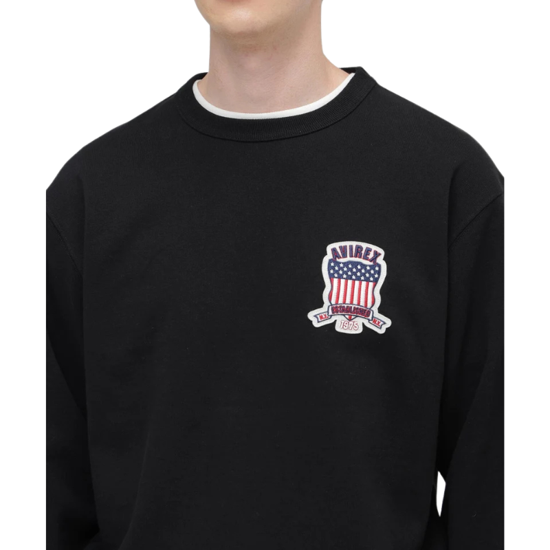 AVIREX Sweat Set Up SIGNATURE VARSITY LOGO CREWNECK SWEAT × SWEAT PANTS “BLACK”