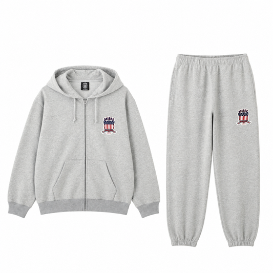 AVIREX Sweat Set Up SIGNATURE VARSITY ZIP UP PARKA × LOGO SWEAT PANTS "GRAY "