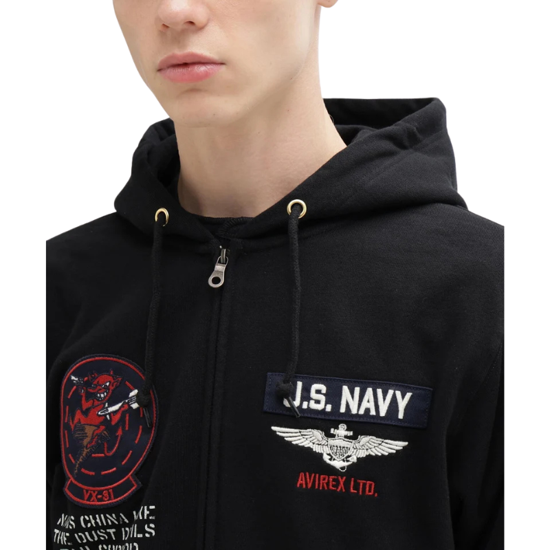 AVIREX LONG SLEEVE ZIP PARKA DUST DEVILS  "BLACK"7836931002-010