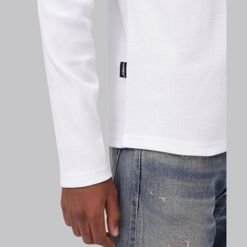 AVIREX DAILY MINI WAFFLE V NECK T-SHIRT  "WHITE" 7834930023-030