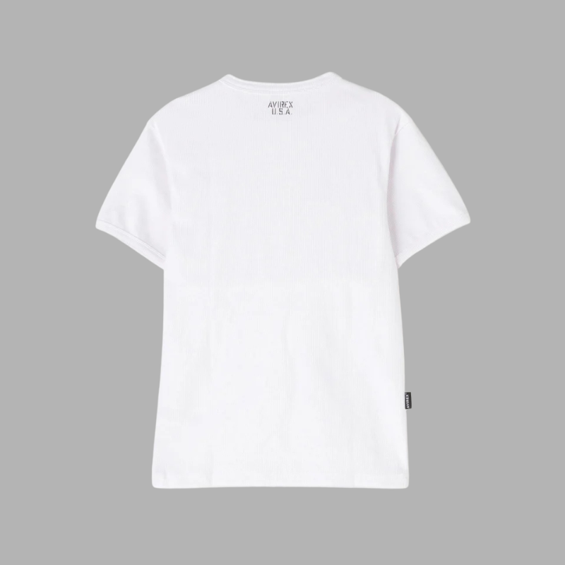 AVIREX DAILY RIB S/S HENLEY NECK T-SHIRT  "WHITE" 7835934007-030