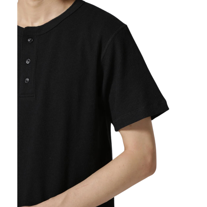 AVIREX DAILY THERMAL HENLEY NECK T-SHIRT  "BLACK" 7836934018-010