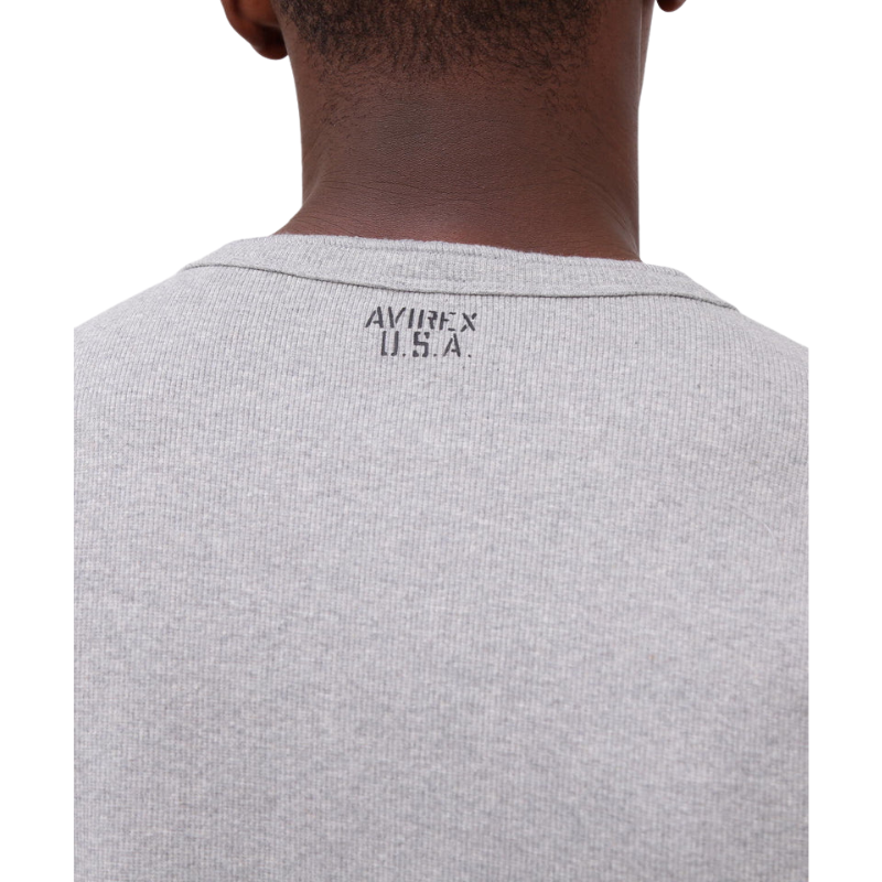 AVIREX RIB L/S HENLEY NECK T-SHIRT "GRAY"  7834930020-020