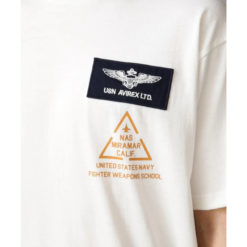 AVIREX TOP GUN PATCH & PRINT T-SHIRT "WHITE"  7833934013-030
