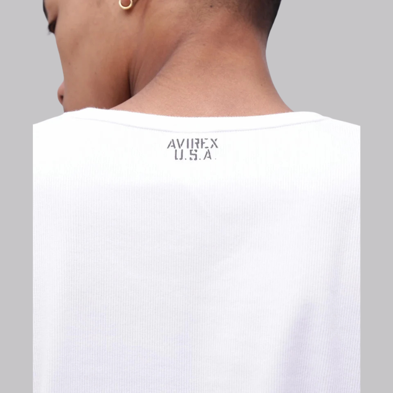AVIREX DAILY HALF SLEEVE U-NECK T-SHIRT  "WHITE" 7834934024-030