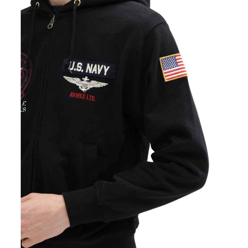 AVIREX LONG SLEEVE ZIP PARKA DUST DEVILS  "BLACK"7836931002-010