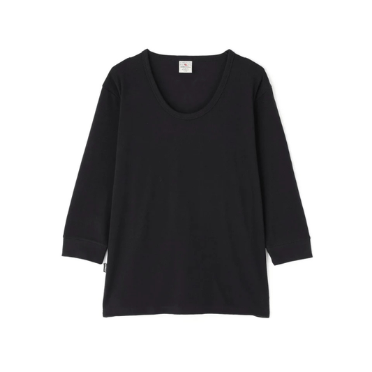 AVIREX DAILY 2/3 SLEEVE U-NECK T-SHIRT  "BLACK" 7835933001-010