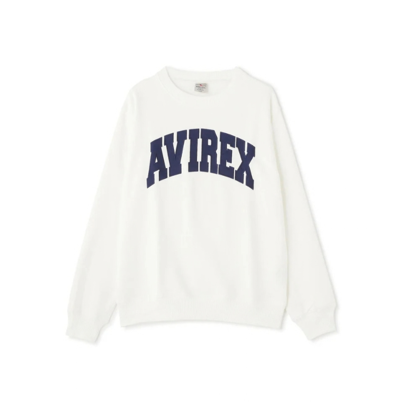 AVIREX DAILY CREW NECK L/S SWEAT LOGO  "OFF WHITE" 7833932003-033