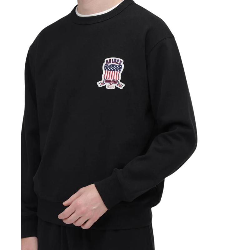 AVIREX Sweat Set Up SIGNATURE VARSITY LOGO CREWNECK SWEAT × SWEAT PANTS “BLACK”