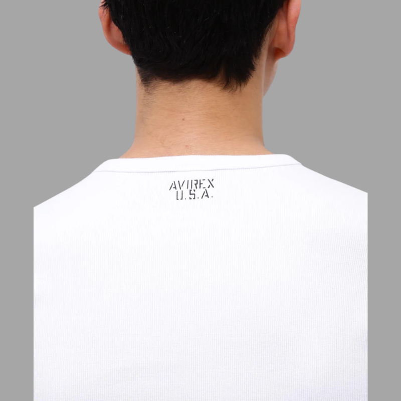 AVIREX DAILY RIB S/S V-NECK T-SHIRT  "WHITE" 7835934005-030