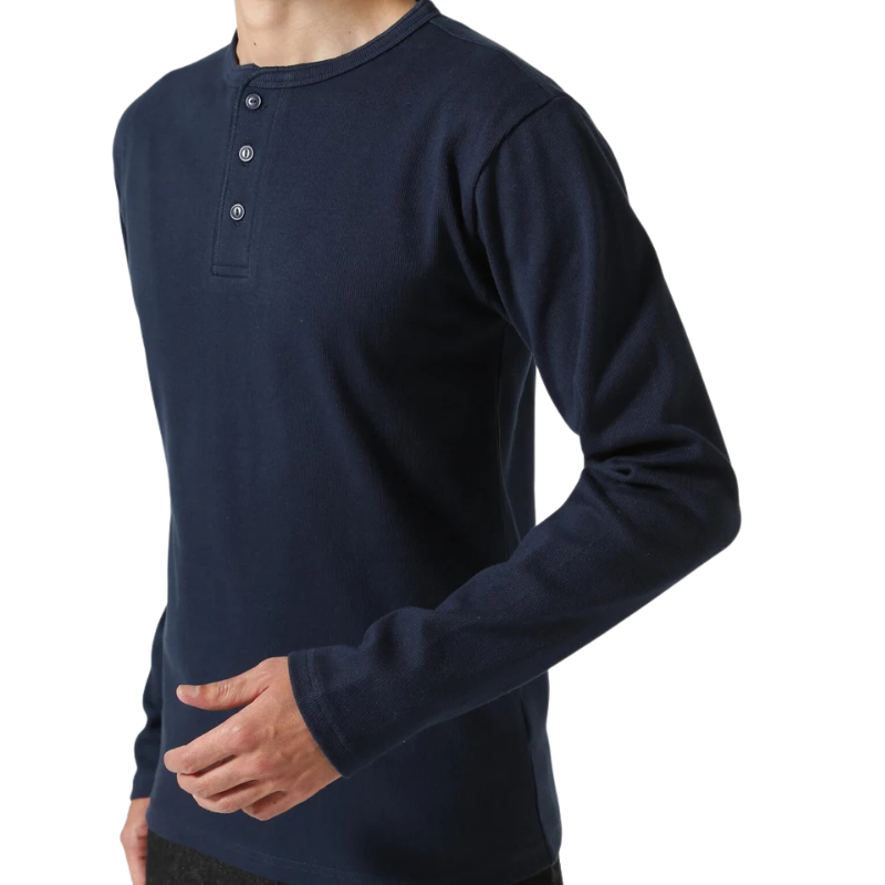 AVIREX RIB L/S HENLEY NECK T-SHIRT "ROYAL"  7834930020-440