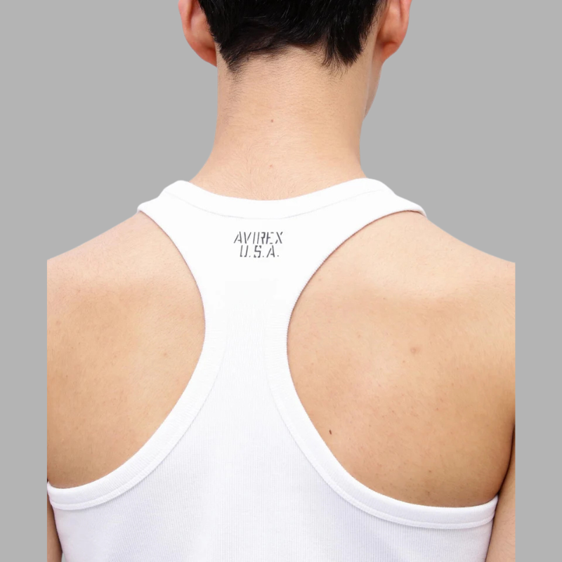 AVIREX DAILY RIB TANK TOP BACK CROSS  "WHITE" 7835937001-030
