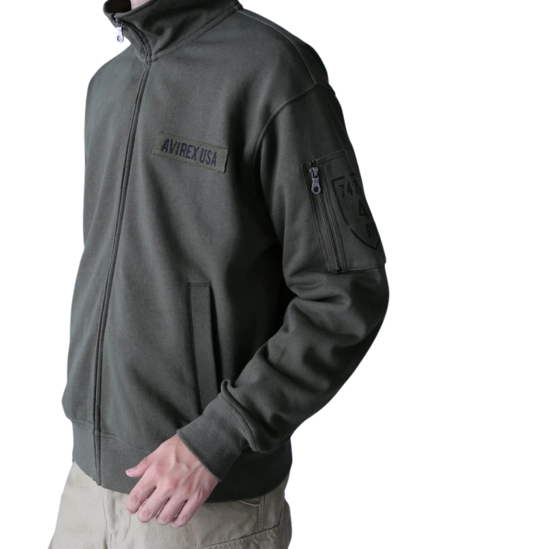 AVIREX FATIGUE STAND ZIPUP SWEAT "OLIVE"  7834930001-310