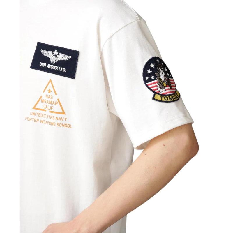 AVIREX TOP GUN PATCH & PRINT T-SHIRT "WHITE"  7833934013-030