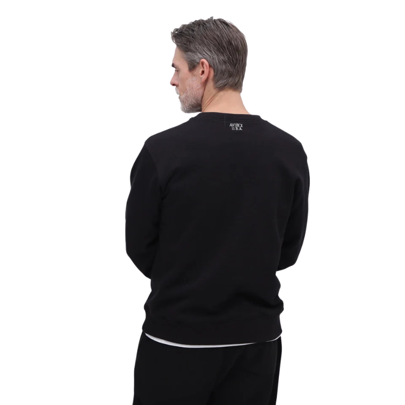 AVIREX DAILY CREW NECK L/S SWEAT LOGO  "BLACK" 7833932003-010