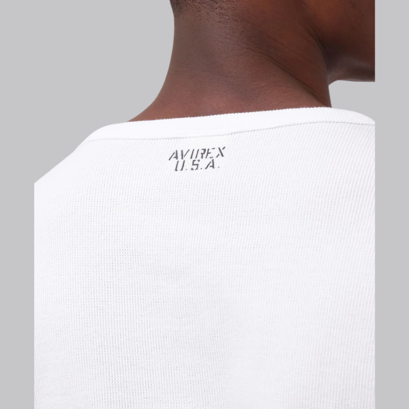 AVIREX DAILY MINI WAFFLE V NECK T-SHIRT  "WHITE" 7834930023-030