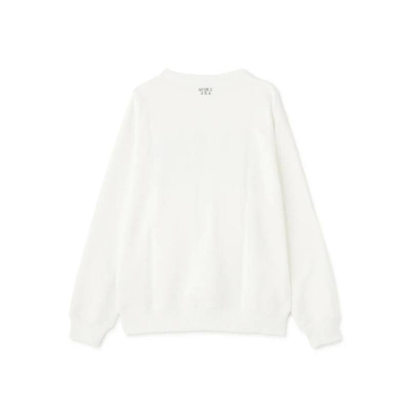 AVIREX DAILY CREW NECK L/S SWEAT LOGO  "OFF WHITE" 7833932003-033