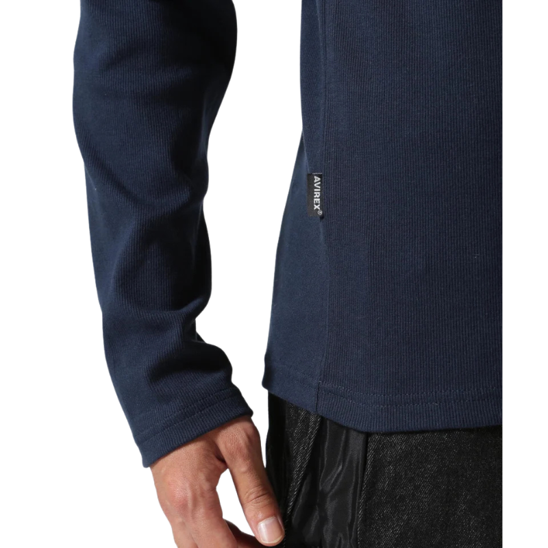 AVIREX RIB L/S HENLEY NECK T-SHIRT "ROYAL"  7834930020-440