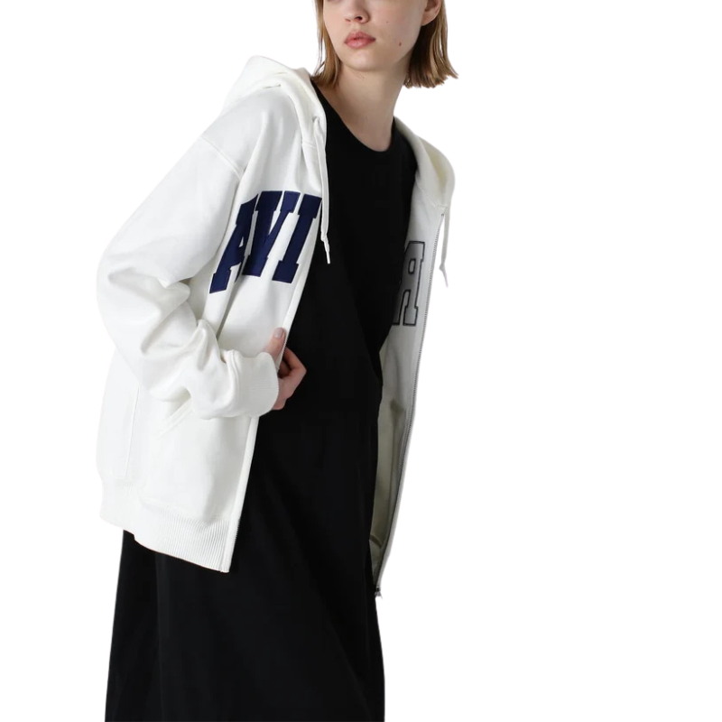 AVIREX DAILY ZIP UP SWEAT PARKA LOGO  "OFF WHITE"7833931007-033